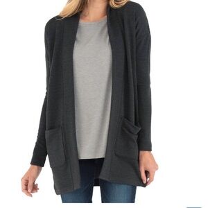 Women’s FREE FLY Dark Heather Grey Open-Front Cardigan sz L - Like New!